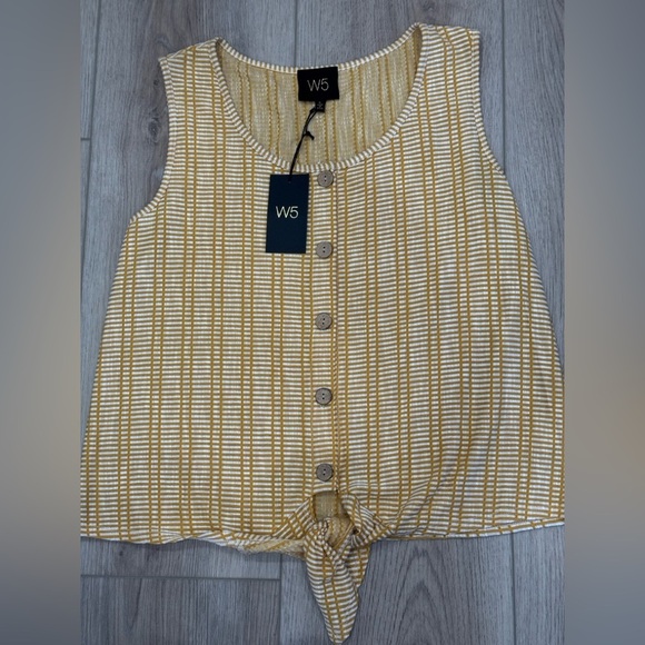 W5 Yellow Striped Women's Top - Picture 3 of 7